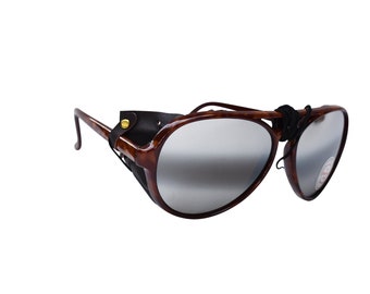 70's Tortoise Aviator Sunglasses: Vintage Mirrored Polarized Lens, Made in Japan