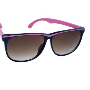 Vintage 1970s Square Sunglasses: Pink & Black Plastic Frame