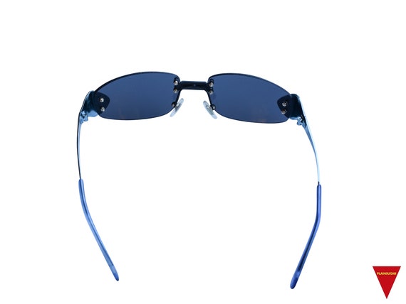 Amazing 90's  Rimless Sunglasses with Blue Sides … - image 5