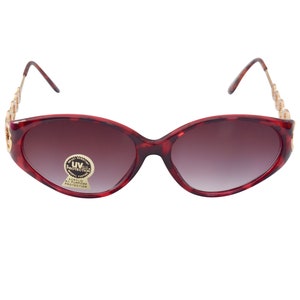 Vintage Women's Sunglasses, 80's Tortoise Plastic Frame with Brown Lenses & Gold Sides, Medium Frame