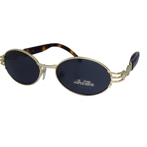 1970&#39;s Vintage Oval Sunglasses, Heavy Gold Plated Metal Frame by AccuSun, Original Deadstock