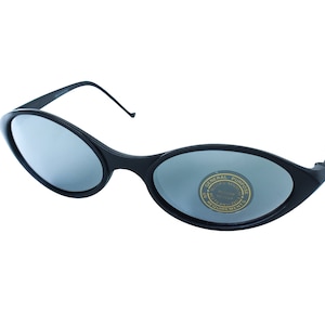 Vintage Wraparound Sunglasses, Black Plastic Frame with Mirrored Lenses, Light Aerodynamic Frame, Unworn Original Vintage 90&#39;s