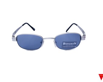 90's Vintage Berman Sunglasses: Silver Metal Frame, Mirrored Lenses