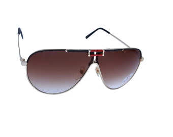 Vintage Gold Aviator Sunglasses 80's Pilot Fancy Large Frame, Brown Lenses