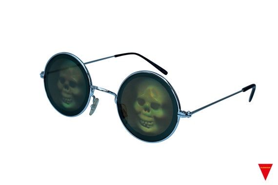 Skull Sunglasses | Vintage Sunglasses | Round Met… - image 1