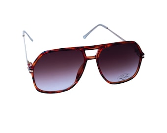 70s Tortoise Aviator Sunglasses: Large Square Vintage Frames