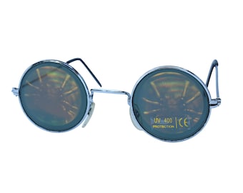 Spider Sunglasses | Vintage Tarantula Sunglasses | Round Metal Sunglasses | Hologram Sunglasses | Glass Lenses |  90&#39;s Original |