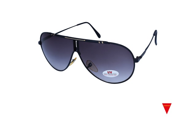 Vintage Aviator Sunglasses Original 80's Black Av… - image 1