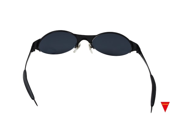 Original 90's Sunglasses, Small Black Metal Wrapa… - image 4