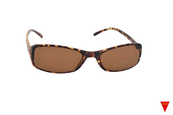 Vintage 90's Thin Square Sunglasses with Brown Le… - image 3