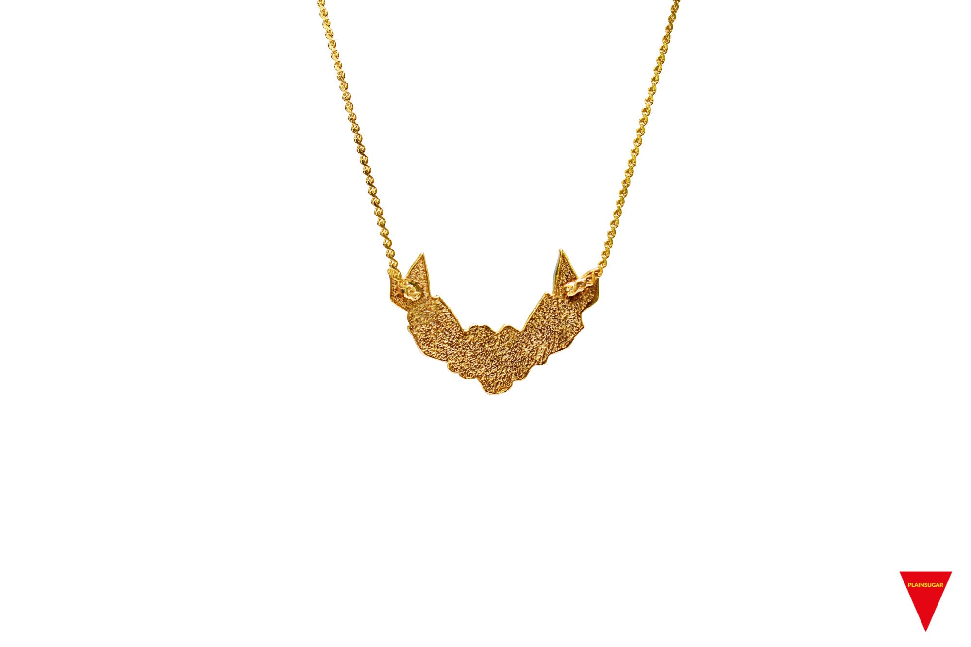 Dainty Blue Flower Pendant With Green Leafs, Gold Necklace