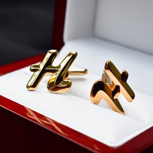 Gemelos con iniciales "H" de los años 70, gemelos Hickok originales de oro sin usar fabricados en EE. UU., gemelos vintage sin usar de alta calidad