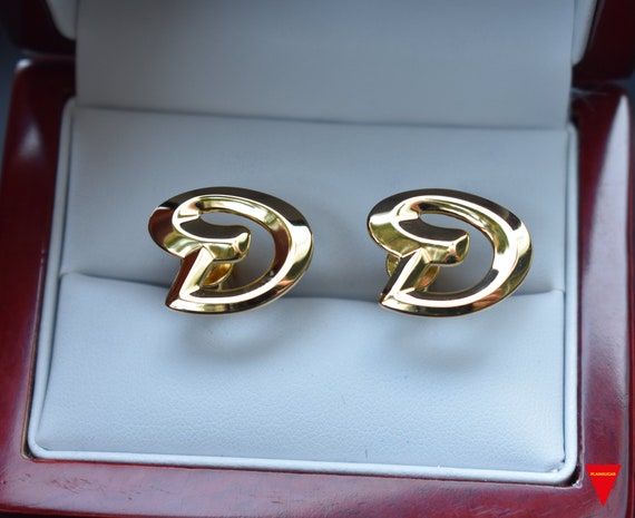 70's "D" Initials Cufflinks, Original Unworn Gold… - image 3