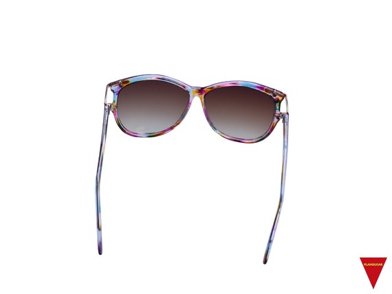 70's Women's Sunglasses with Large Multicolored F… - image 5