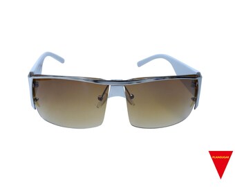 90's Square Sunglasses Large White Frame with Brown Lenses Unworn Original Vintage