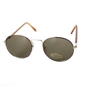 70&#39;s Round Sunglasses Medium Frame, Brown Lenses, Original UNWORN Vintage Glasses  Dead stock