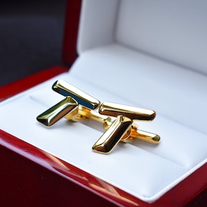 Vintage Gold Initial Cufflinks - 70&#39;s Hickok Unworn USA Made