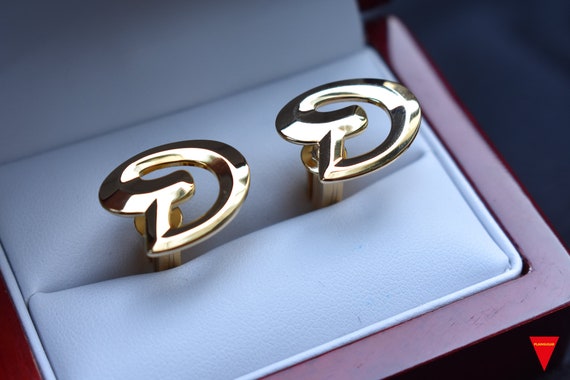 70's "D" Initials Cufflinks, Original Unworn Gold… - image 2