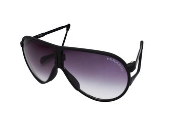 Óculos de sol aviador dobráveis Ferrari vintage dos anos 70: armação preta, lentes UV, nunca usados.