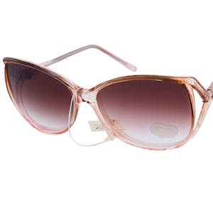 Large Cat Eye Sunglasses, Original 70&#39;s Clear Brown Frame with Brown Lenses, Original & Unworn Vintage