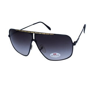Vintage 80s Black Aviator Sunglasses: Extra Large Metal Frame
