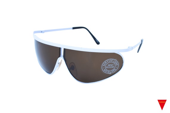 Original 80's Wraparound Sunglasses, Small White … - image 1