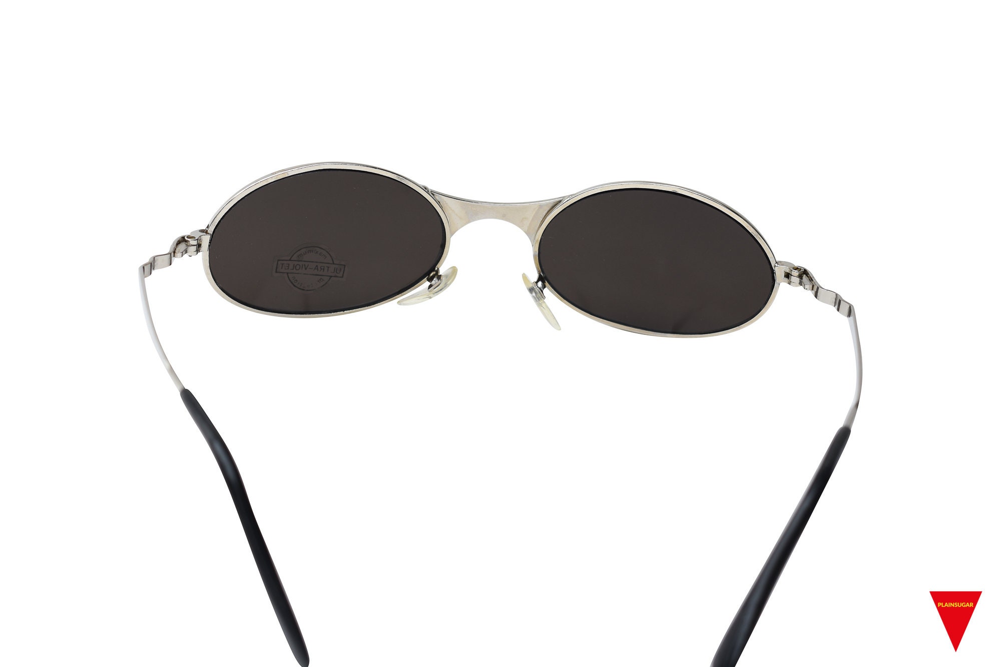90s Vintage Wraparound Sunglasses: Silver Metal Mirrored 