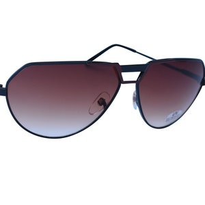 70's Flat Top Aviator Sunglasses  Black Metal Frame with CR 39 Vintage Lenses