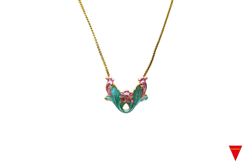 Cute Unworn Original Vintage Simple Girl/'s Jewelry 90/'s with Dainty Gold Necklace Choker 80/'s Fashion Hip HOT Gold Flower Pendant