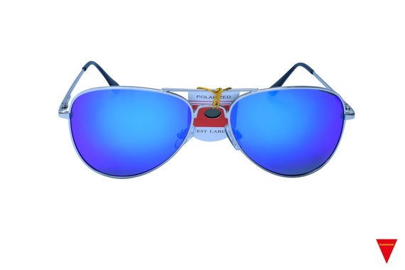 Polarized Vintage Aviator Sunglasses with Blue & … - image 7