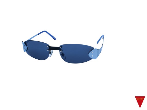 Amazing 90's  Rimless Sunglasses with Blue Sides … - image 2