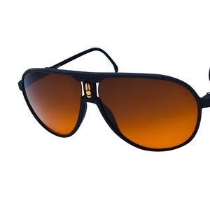 Blue Filter Lens Aviator Sunglasses 80&#39;s Black Plastic Frame, Light Weight,  Original Unworn Vintage, Large Comfortable Frame, Matte Finish