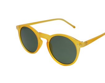 Vintage Round Sunglasses: Classic Orange Frame, 100% UV Protection