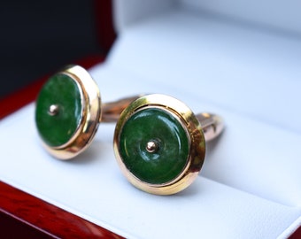 Boutons De Manchette Avedon Vintage - Or 14 Carats, Diamants Naturels, 9 Grammes