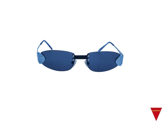 Amazing 90's  Rimless Sunglasses with Blue Sides … - image 1