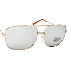 Vintage 70s Aviator Sunglasses: Gold Metal Frame, Brown Mirrored Lenses