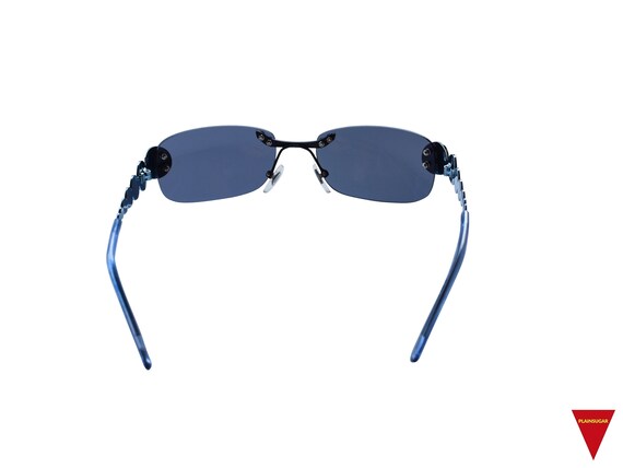 VINTAGE 90s Y2K Blue Tint Rimless Sunglasses Rimless Blue Sunglasses, Escada 90s Vintage, Silver Diamond  main image 2