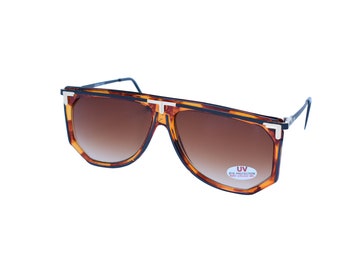 Vintage 70s Tortoise Aviator Sunglasses: Oversized Brown Lens