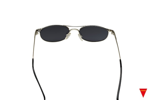 90s Vintage Sunglasses: Silver Metal Frame, Dark … - image 5