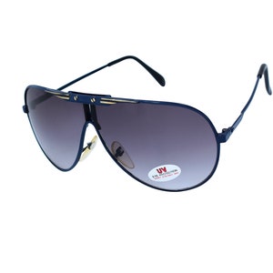 Original 80's Blue Aviator Sunglasses Metal Frame with Dark Lenses, Unworn Vintage Pilot Glasses