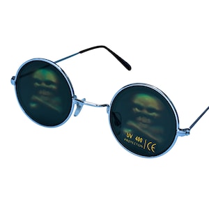 Skull & Bones Sunglasses | Vintage Sunglasses | Round Metal Sunglasses | Hologram Sunglasses | Glass Lenses |  90&#39;s Original Sunglasses |