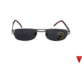 Lunettes de soleil aviateur carrées des années 80 : argent sur monture en métal noir, unisexe vintage