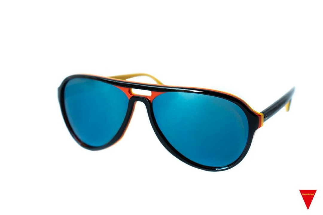 Vintage 70s Polarized Aviator Sunglasses: Mirrored Blue Lenses, Unworn ...