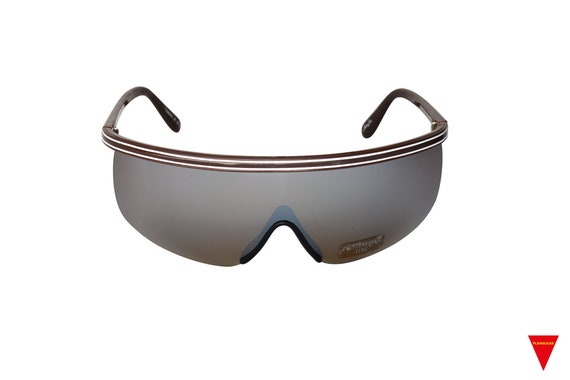 80's Sunglasses, Large Wraparound Brown Mirrored … - image 2
