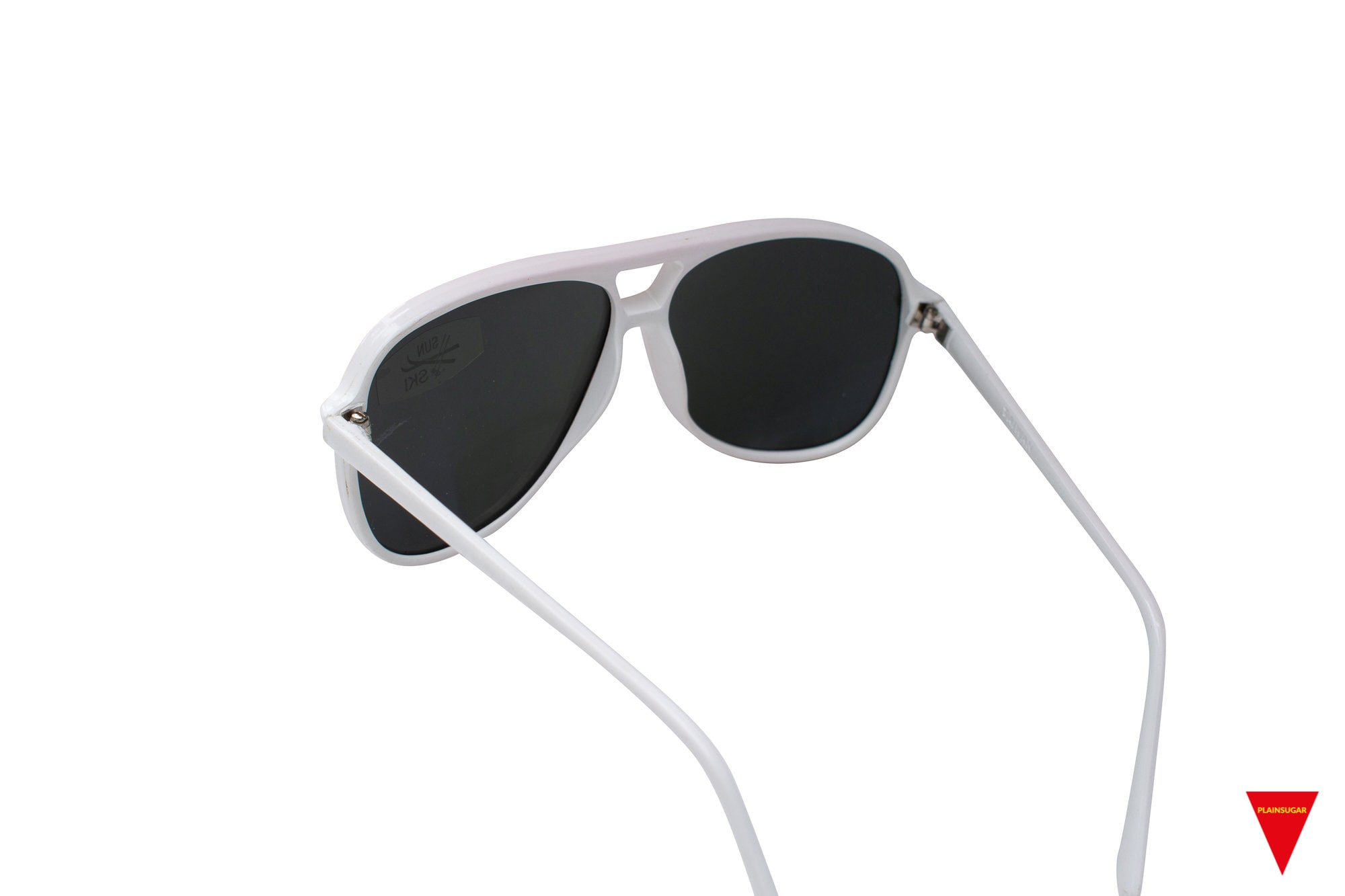 70s Polarized Aviator Ski Sunglasses: White Frame, Red 