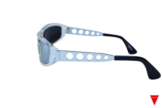 CLEAR 80's Wraparound Sunglasses WITH Metal Sides… - image 4