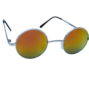 Petites lunettes de soleil rondes en métal des années 90 avec verres bleus, orange et marron, style unisexe classique John Lennon