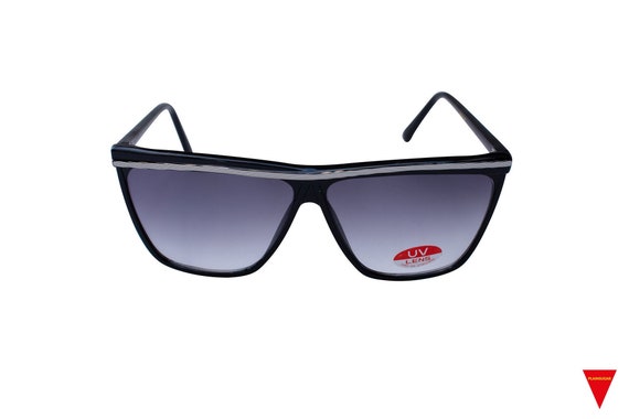 80’s Square Black Frame Oversize Sunglasses Origi… - image 2