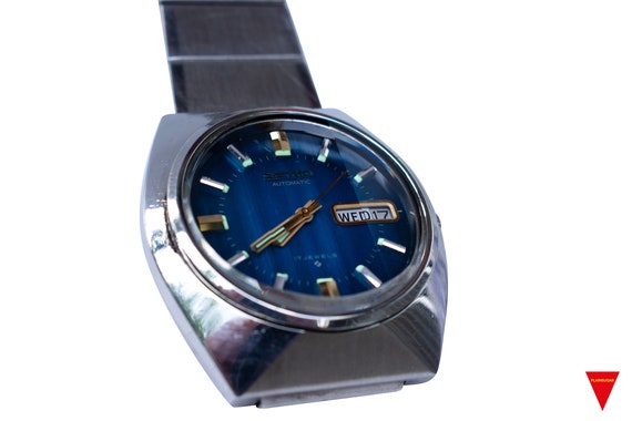 1975 Automatic Seiko Watch All Original Japan Blue Dial Thick - Etsy Israel
