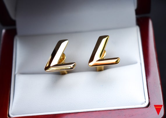 70's "L" Initials Cufflinks, Original Unworn Gold… - image 3